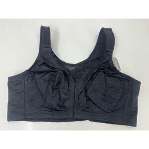 Instant Shaping Bra Size 42D Full Figure No Wire Black Front Clasp 1628 NWTs